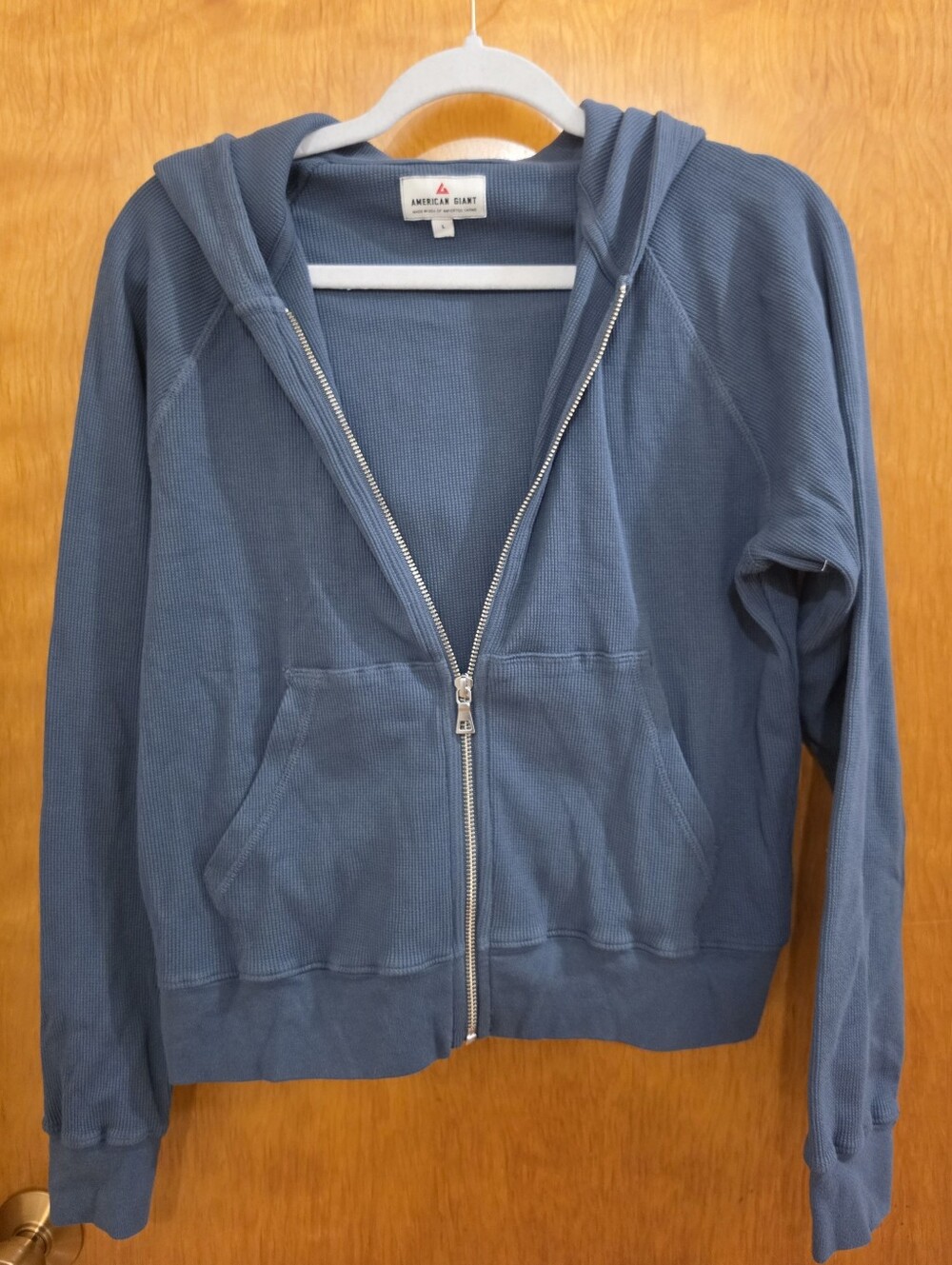 American Giant - Waffle-knit Thermal full-zip hoodie (Blue/Grey)